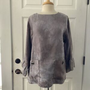 Upcycle Annie Hand Dyed Damask Lagenlook Tunic Top